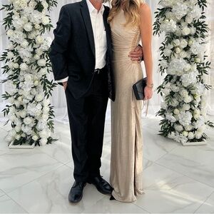 Calvin Klein Women's One Shoulder Gold Campagne Gown Formal Dress Size 4